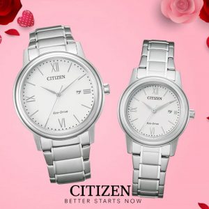 Đồng Hồ Đôi Citizen Dây Kim Loại Eco-Drive AW1670-82A & FE1220-89A